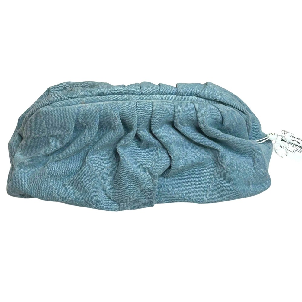 Shiraleah Chicago Julia Denim Clutch Bag Light Wash Quilted Pouch 01-44-145